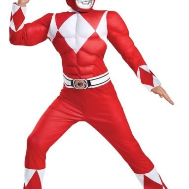 Red Ranger Muscle Costume with Mask: Power Up Your Halloween!